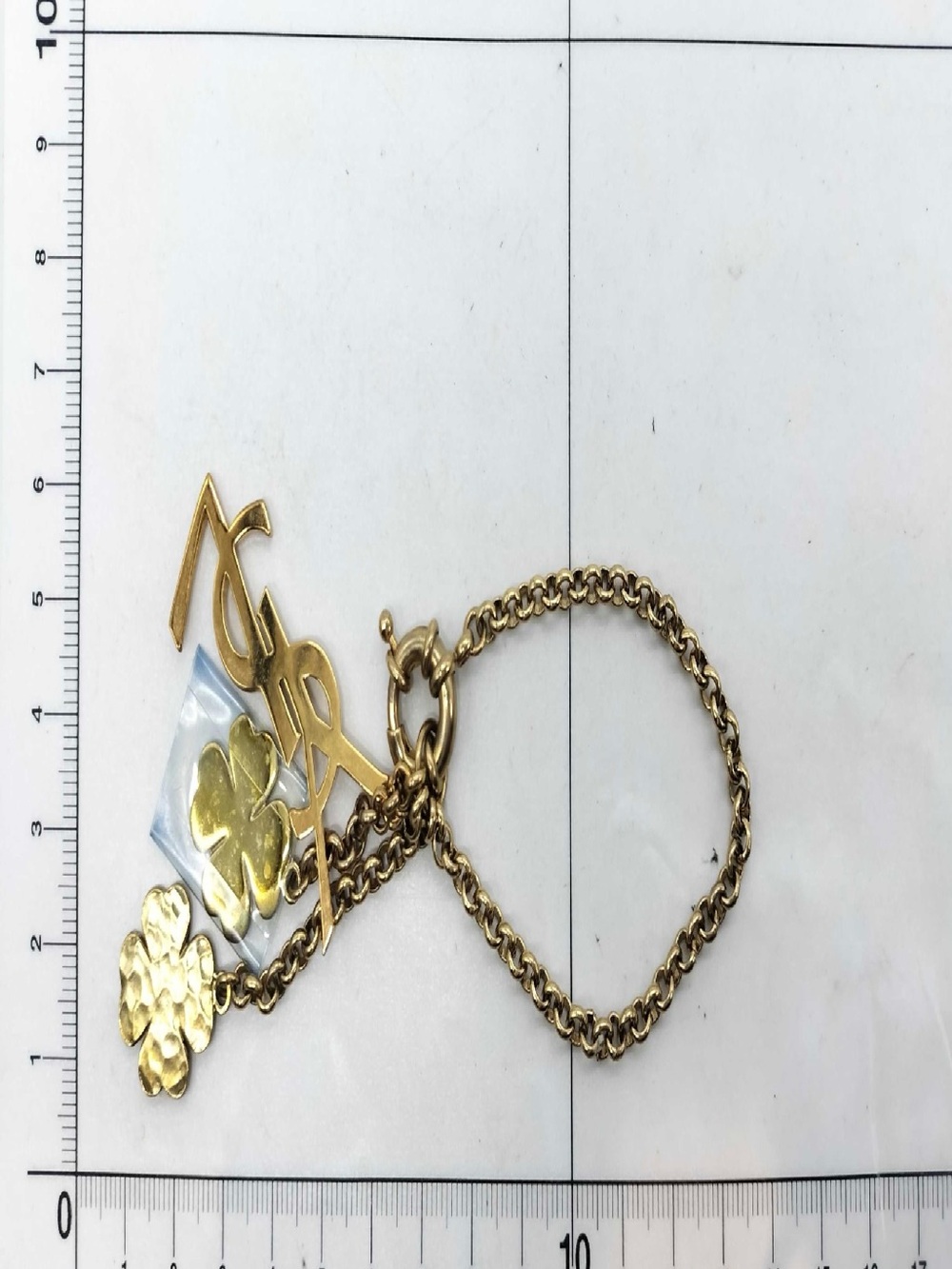 Yves Saint Laurent Gold-Tone YSL Logo and Clover Charm Bracelet - Picture 6 of 6